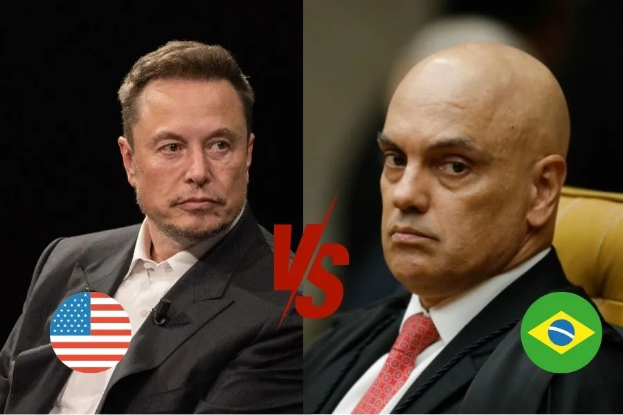 BLOQUEARON X EN BRASIL. Elon Musk y el juez brasileño Alexandre de Moraes./CANVA