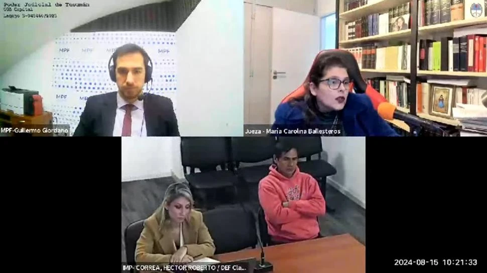 CAPTURA DE VIDEO. Durante esta audiencia la jueza Carolina Ballesteros formuló las polémicas declaraciones.