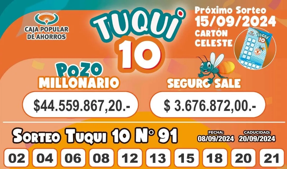 Tuqui 10: los resultados del sorteo del domingo 8 de septiembre