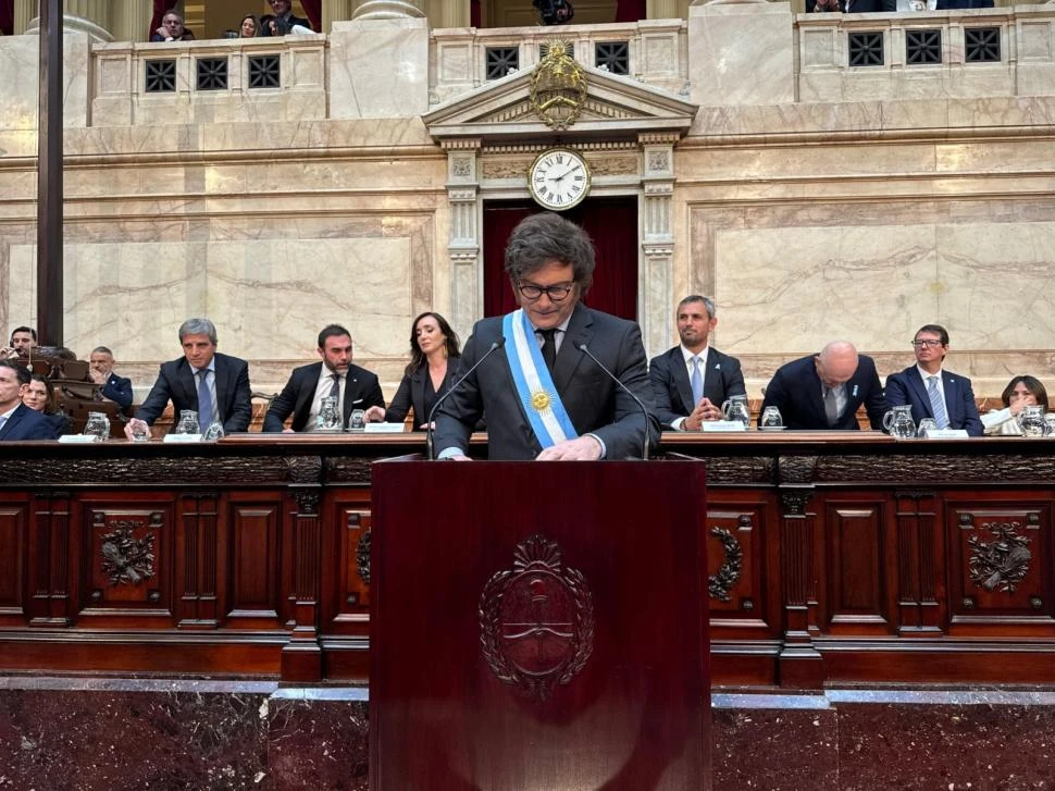 MENSAJE. Desde el Congreso, Milei pidió a los gobernadores que afiancen en cada distrito el ajuste fiscal. 