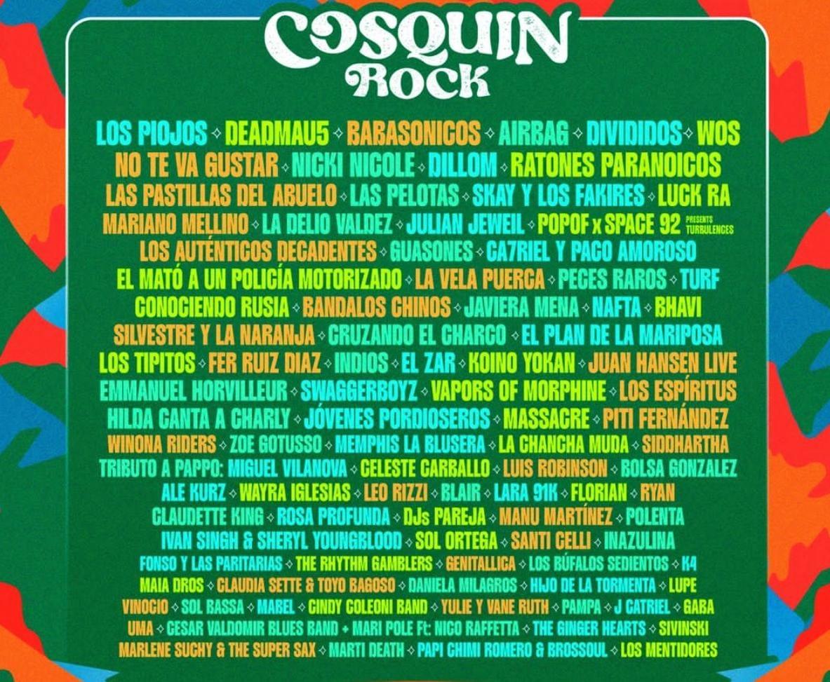 LA GRILLA. Estos son los convocados para la edición 2025 del festival de rock. / INSTAGRAM @cosquinrock