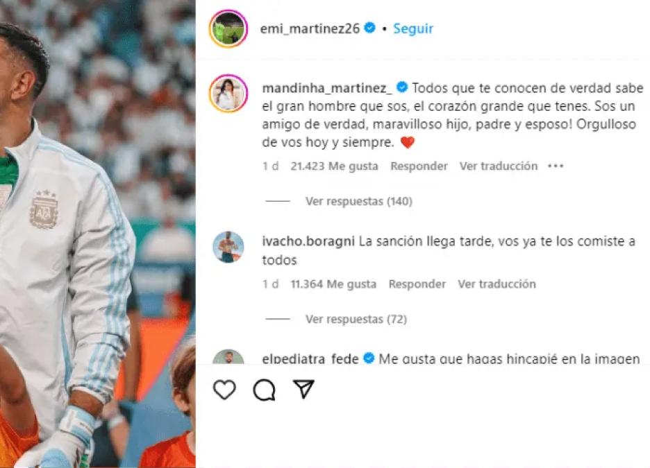 La contundente respuesta de la esposa de “Dibu” Martínez tras la sanción de FIFA