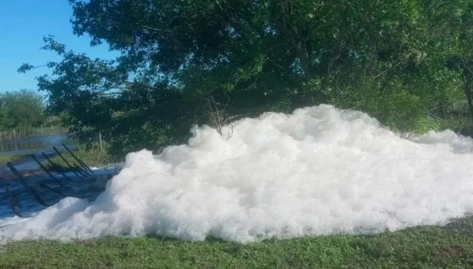 PRUEBA I. La espuma que se generó en la laguna por la creciente.