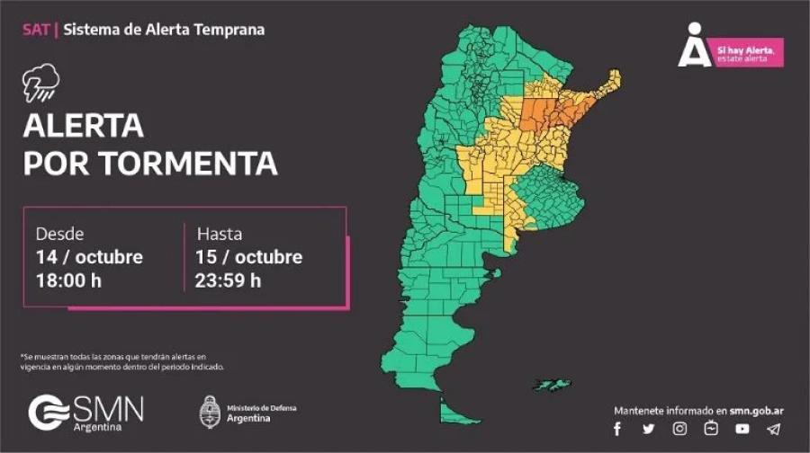 Las provincias afectadas por las tormentas.