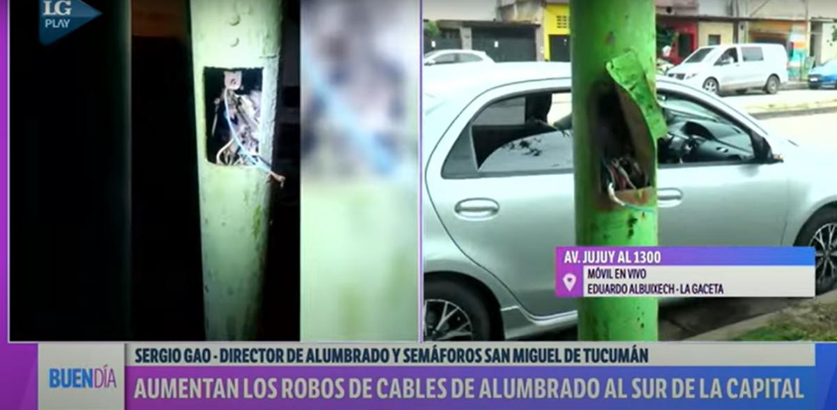 Robaron los cables de 25 columnas de alumbrado público en avenida Jujuy: Cinco cuadras quedaron sin luz