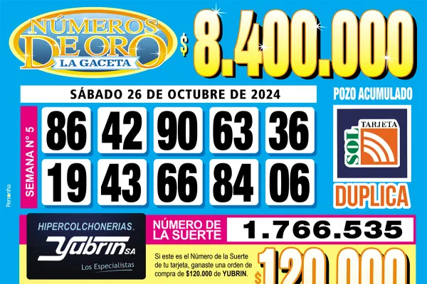 Los Números de Oro de LA GACETA del 26 de octubre de 2024