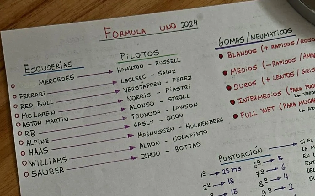 Es fanático del automovilismo y le hizo una guía básica para que su novia entienda la Fórmula 1