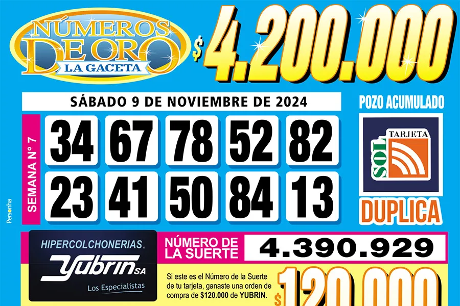 Los Números de Oro de LA GACETA del 9 de noviembre de 2024