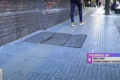 Veredas en mal estado: una tapa metálica dificulta el paso de peatones en 25 de Mayo al 100