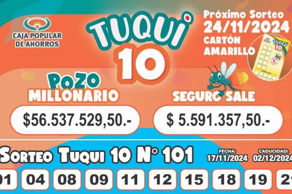 Tuqui 10: cómo salió el sorteo del domingo 17 de noviembre