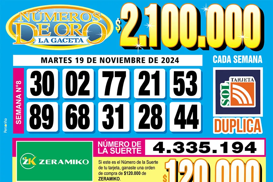 Los Números de Oro de LA GACETA del 19 de noviembre de 2024