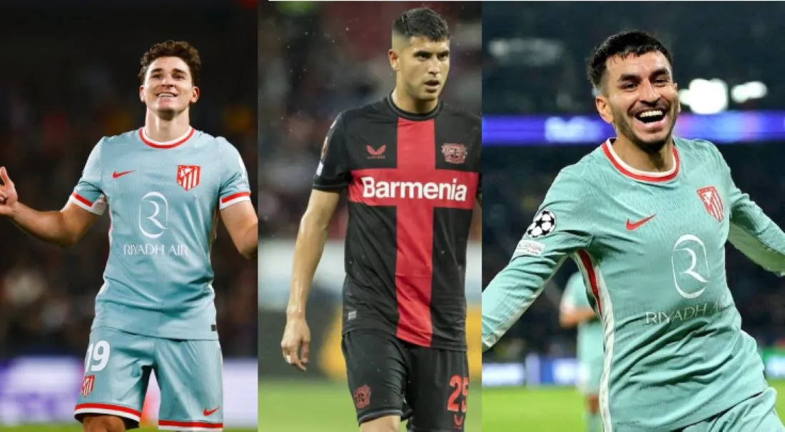 GANADORES. Álvarez, Palacios y Correa festejaron en Champions League.