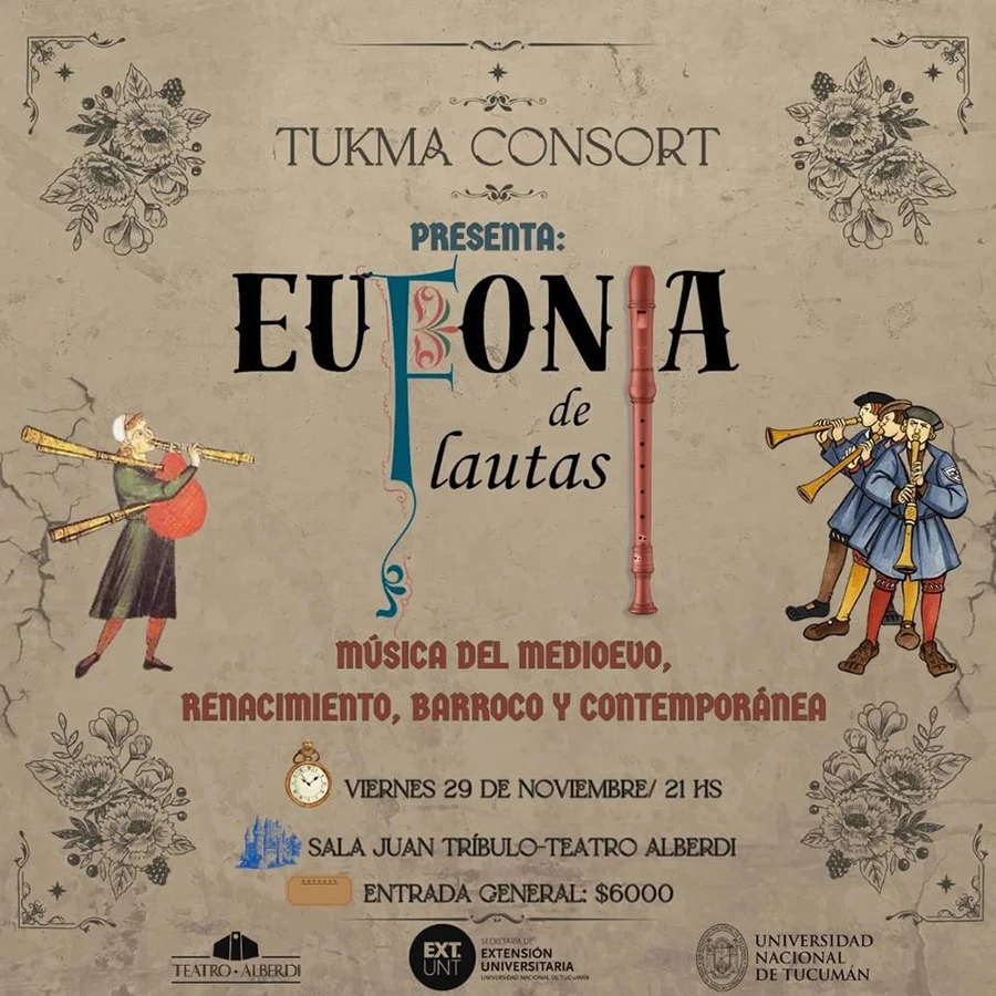 “Eufonía de flautas II”, en el teatro Alberdi: recorrido en el tiempo de un instrumento