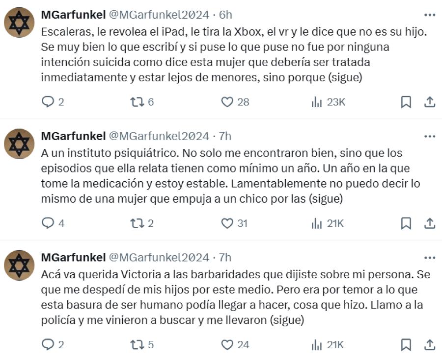 Les pega: las graves acusaciones de Matías Garfunkel contra Victoria Vannucci y ¿una carta de despedida?