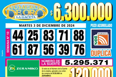 Los Números de Oro de LA GACETA del 3 de diciembre de 2024