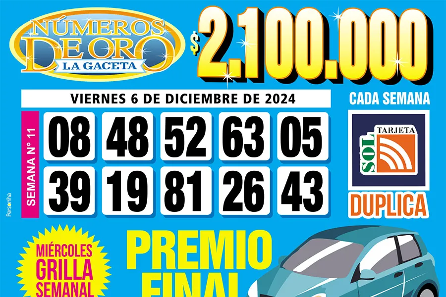 Los Números de Oro de LA GACETA del 6 de diciembre de 2024