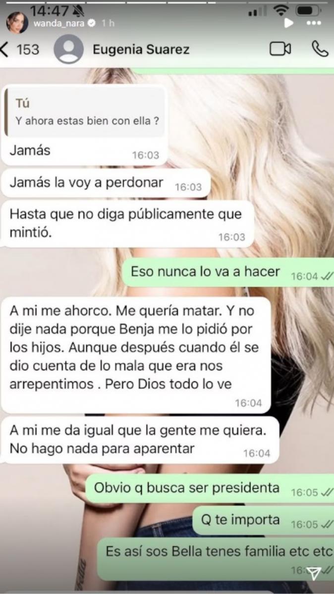 Una de las capturas que filtró Wanda Nara.