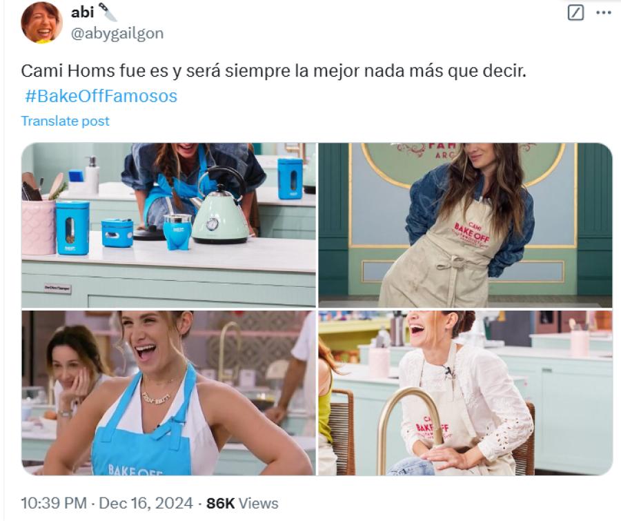 Sos nuestra Barbie pastelera: el aliento a Cami Homs luego de la final de Bake Off