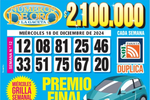 Los Números de Oro de LA GACETA del 18 de diciembre de 2024