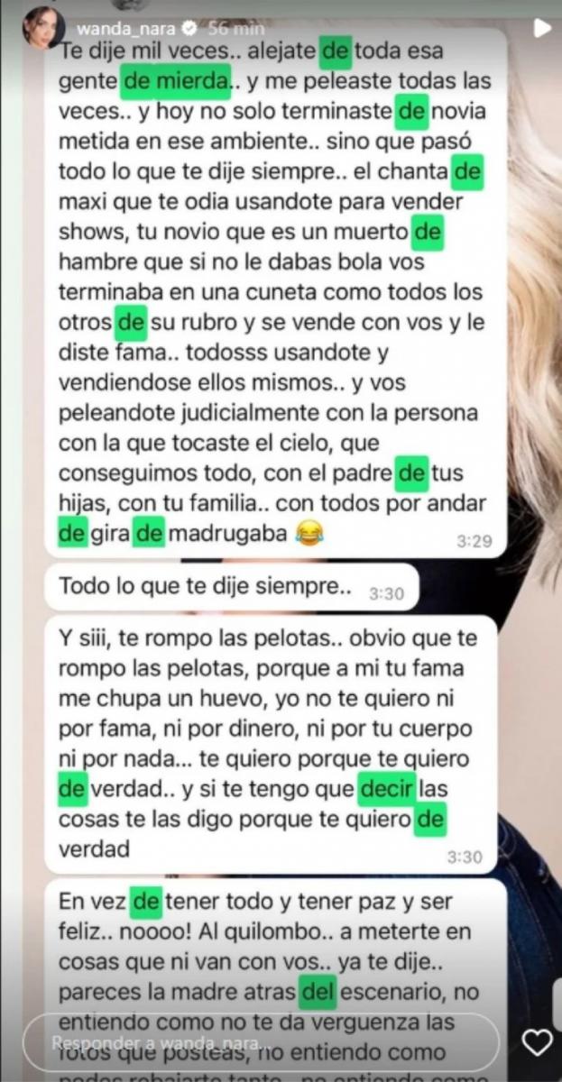 Las capturas que subió y eliminó Wanda Nara y comprometen a Mauro Icardi