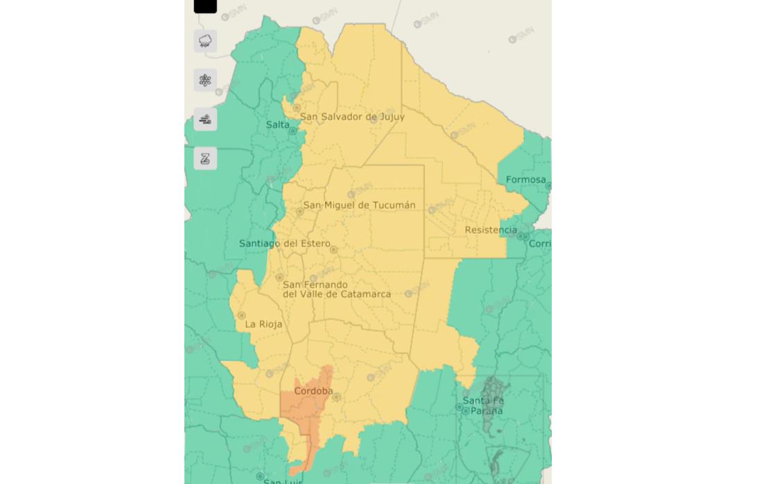 Alerta amarilla y naranja por tormentas: las provincias afectadas