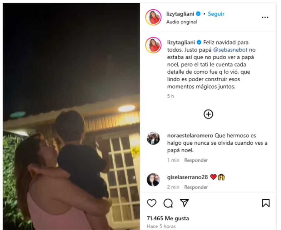 La primera Navidad de Lizy Tagliani junto a su hijo