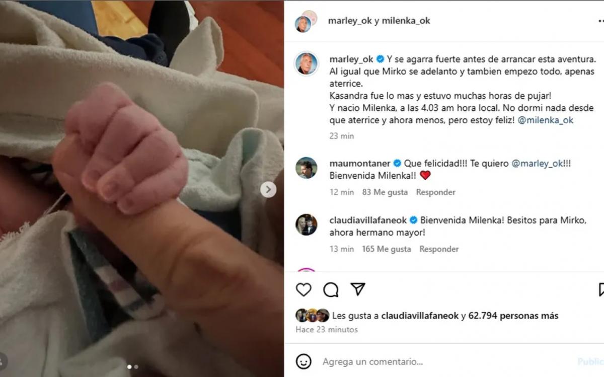 Mraley compartió una tierna foto con Milenka 