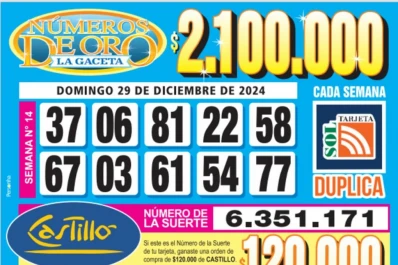 Los Números de Oro de LA GACETA del 29 de diciembre de 2024
