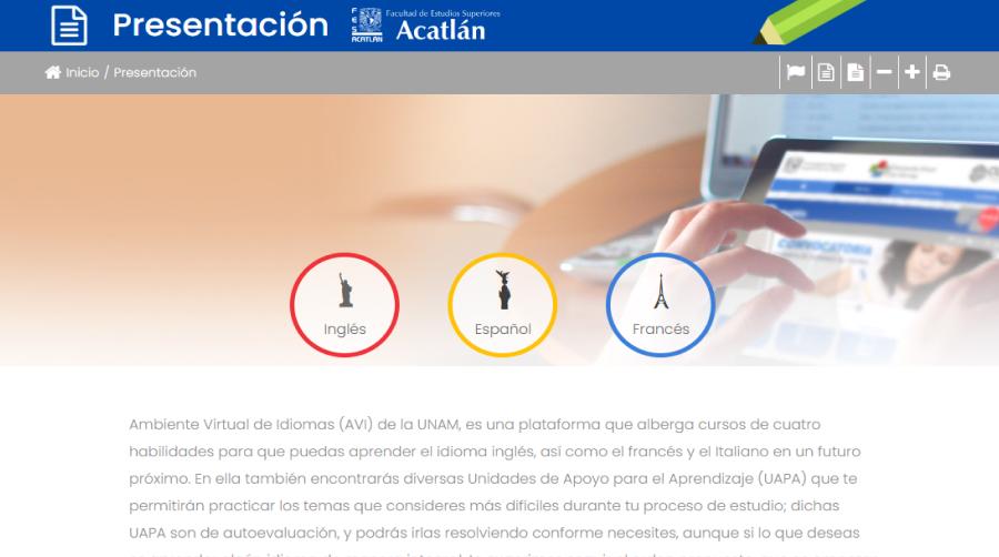 AMBIENTE VIRTUAL DE IDIOMAS.  A través de su plataforma en línea los interesados pueden acceder a cursos de inglés, francés e italiano, sin necesidad de pagar matrícula alguna. / CAPTURA DE PANTALLA. 