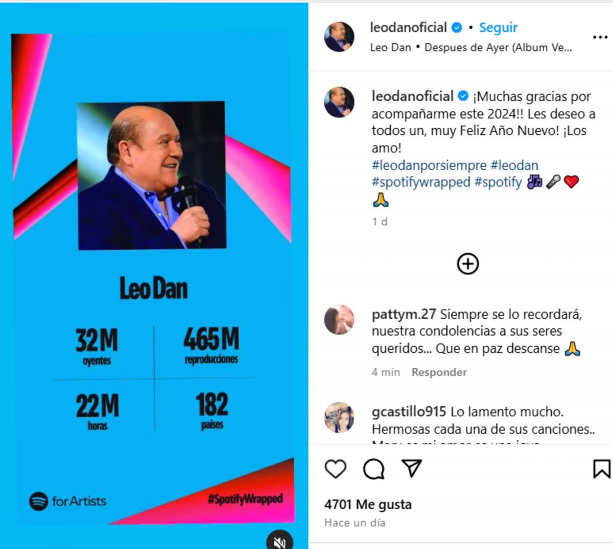 El conmovedor posteo de Leo Dan horas antes de morir