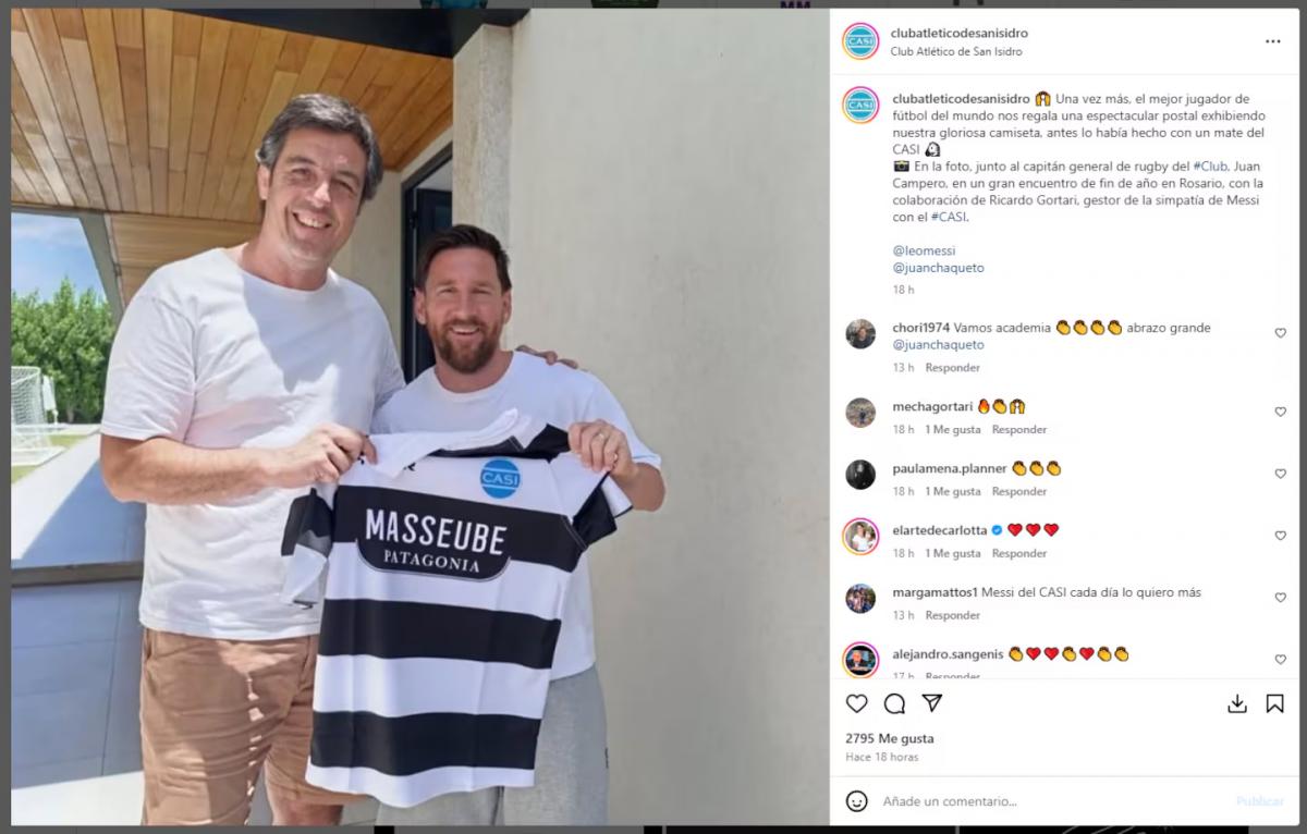 Messi posó con una camiseta de un histórico club de rugby y se volvió viral