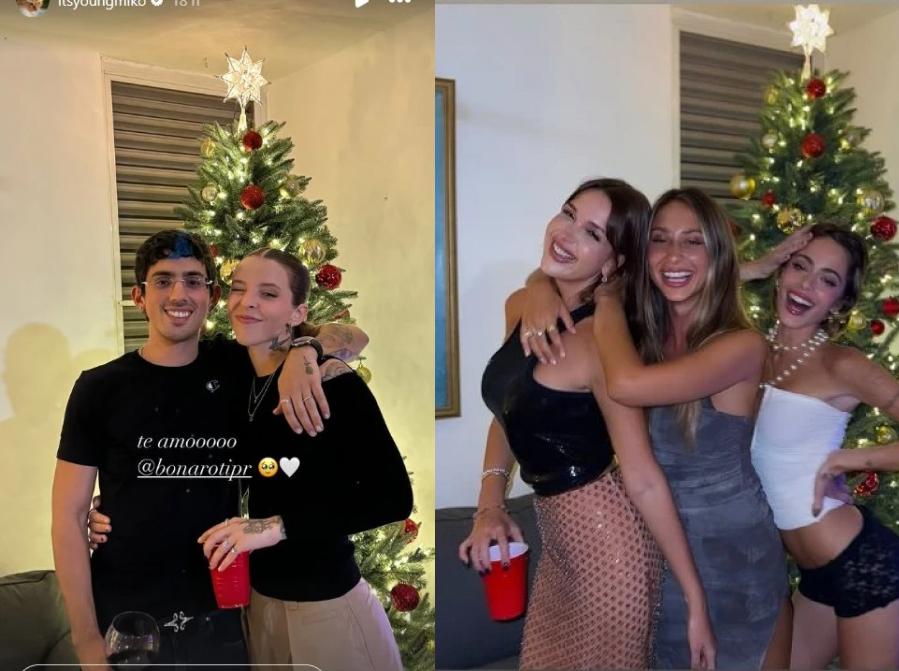 Young Miko junto al artista Bona. Tini Stoessel junto a sus amigas. El detalle del árbol de fondo fue lo que generó un revuelo entre sus seguidores