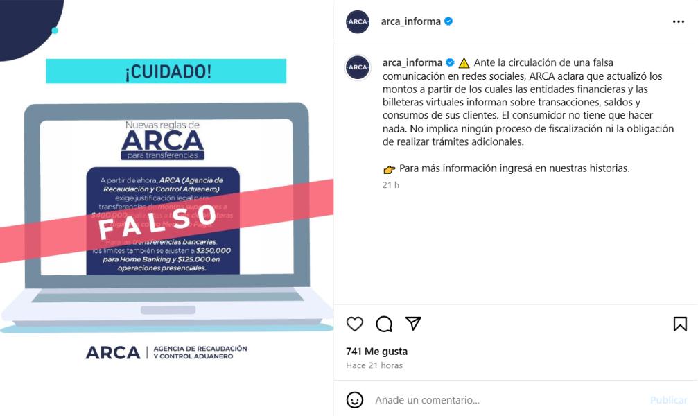 Declaración por transferencias: ARCA desmintió un comunicado que circuló en redes sociales