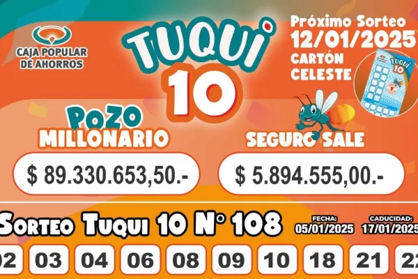 Tuqui 10: cómo salió el sorteo del domingo 5 de enero