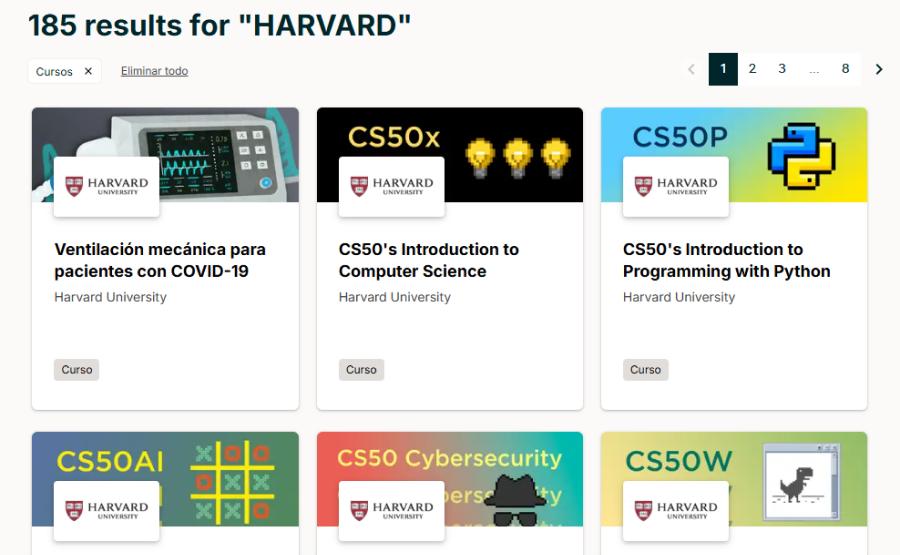 AMPLIA OFERTA. Hay más de 180 cursos de Harvard en EdX, y son 151 los disponibles en este momento. / CAPTURA DE PANTALLA.