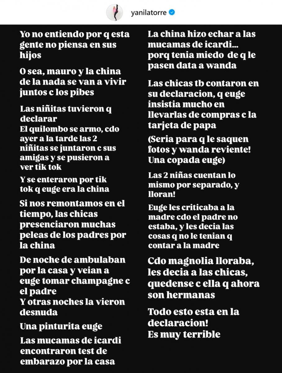 Yanina Latorre lanzó tremendas revelaciones sobre el día a día de la actriz en la casa del futbolista.