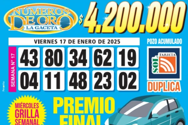 Los Números de Oro de LA GACETA del 17 de enero de 2025