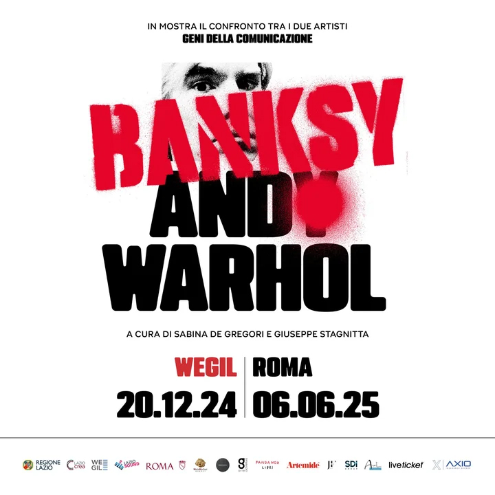 EL FLYER. Así se publicita la exposición de Warhol y Bansky en Italia.