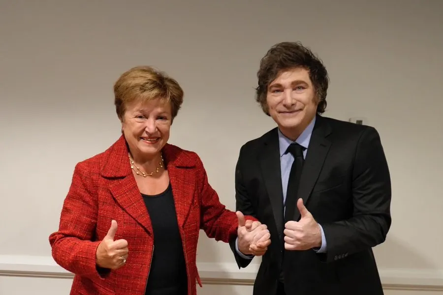 Kristalina Georgieva y Javier Milei. FOTO X @KGeorgieva