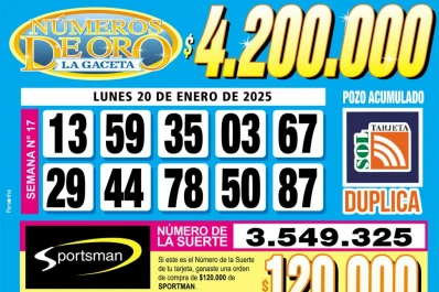 Los Números de Oro de LA GACETA del lunes 20 de enero de 2025
