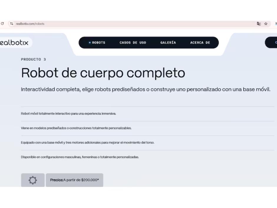Los precios de los robots dependen de que tantas partes del cuerpo desean los clientes.