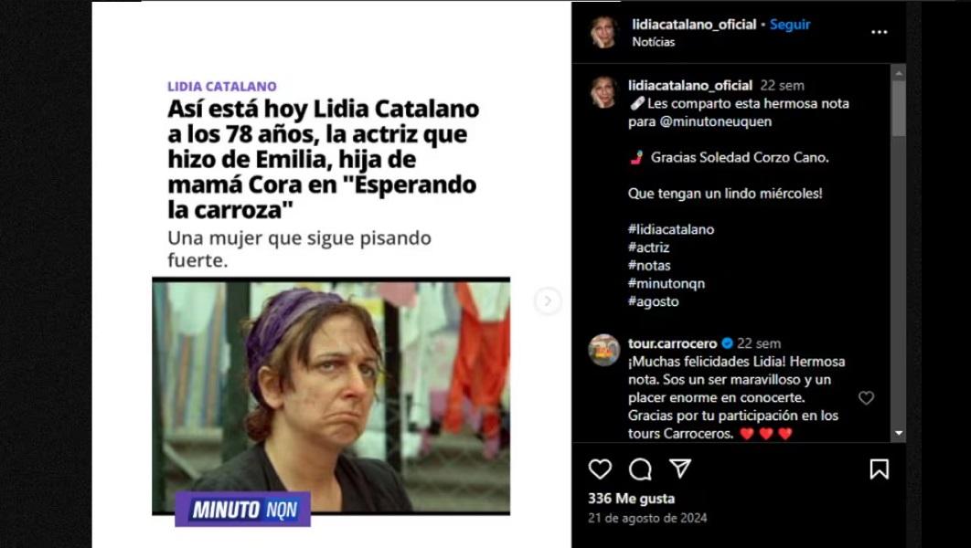 Cuál fue el último posteo de la actriz Lidia Catalano antes de su muerte