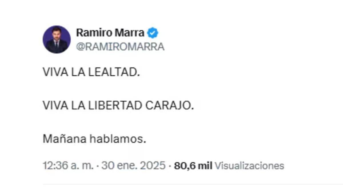 REACCIÓN. El legislador Marra hizo un breve descargo en la misma red social por la que se enteró que había sido despedido del partido.