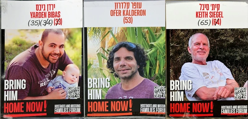 NOTIFICACIÓN. Las familias de Yarden Bibas, Ofer Kalderon y Keith Siegel ya fueron avisadas de su inminente liberación, anunciada para hoy.  afp