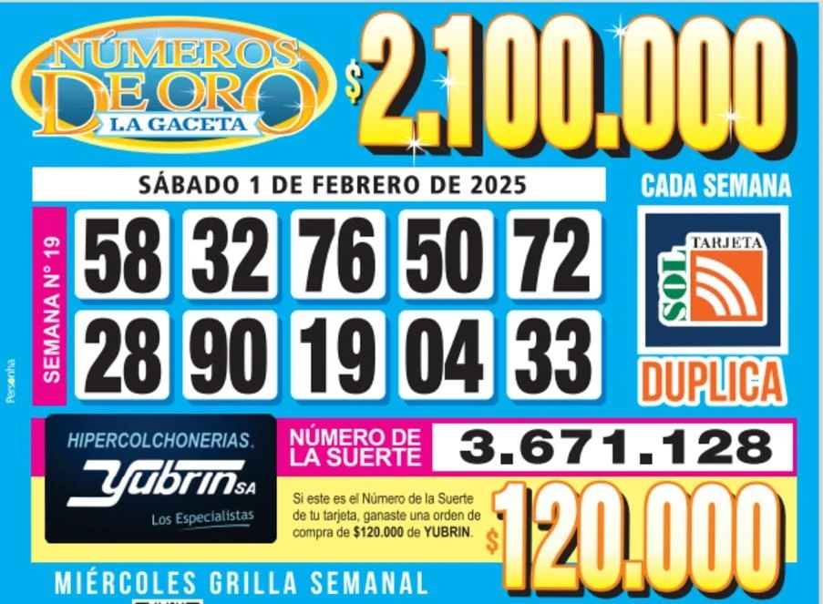 Los Números de Oro de LA GACETA del 1 de febrero de 2025