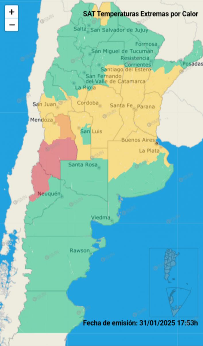 Alerta meteorológica roja, naranja y amarilla en el país por temperaturas extremas