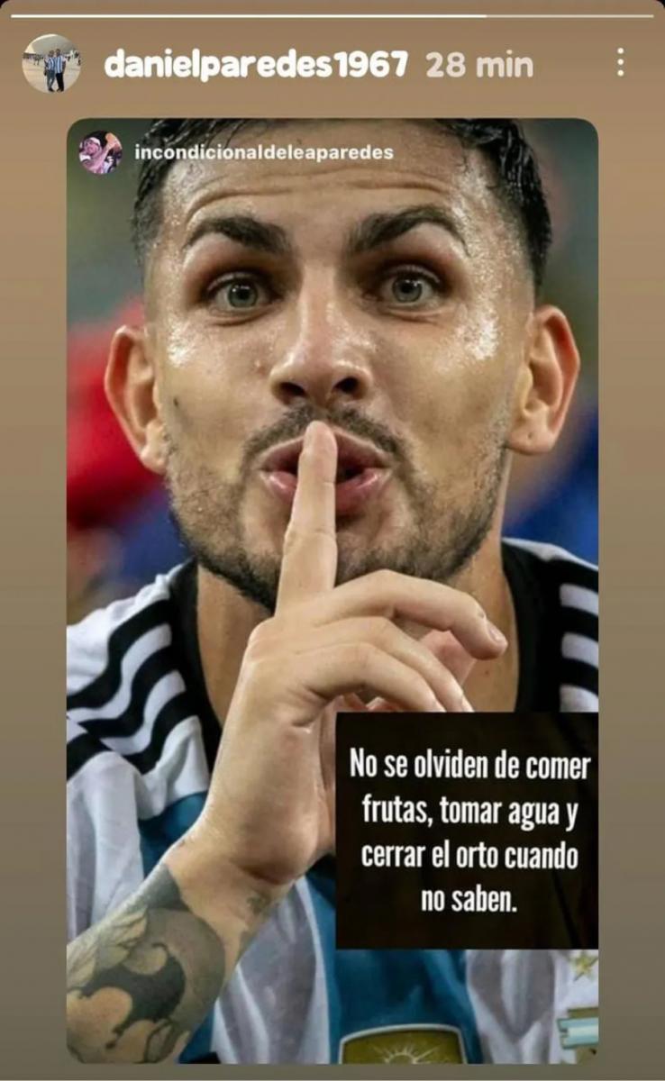 FUERTE. El mensaje que compartió el papa de Leandro Paredes en su cuenta de Instagram