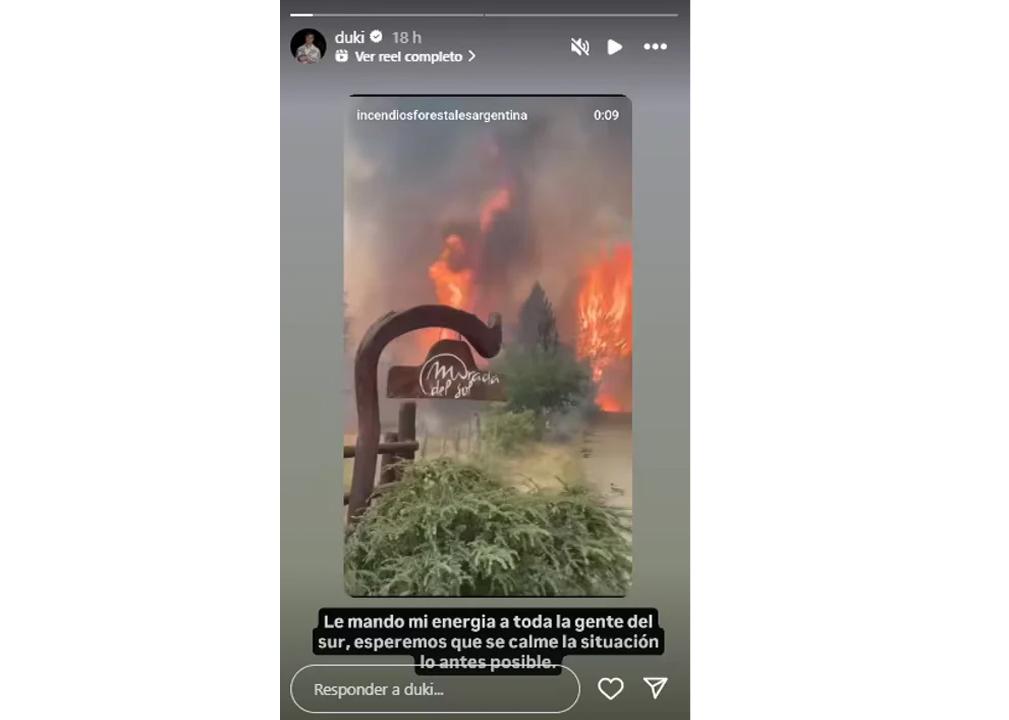 El polémico mensaje de Duki sobre los incendios en la Patagonia.