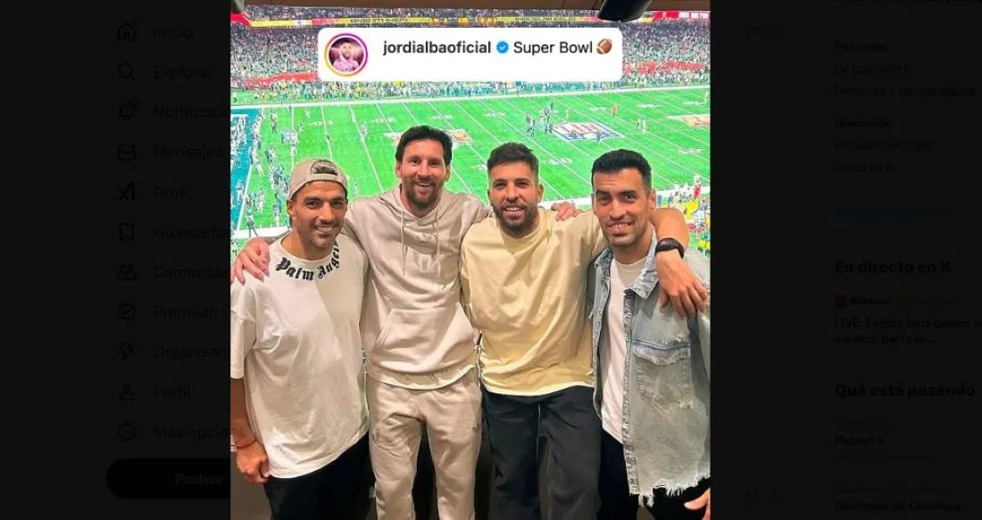 GURPO. Suárez, Messi, Alba y Busquets presentes en el Caesars Superdome.