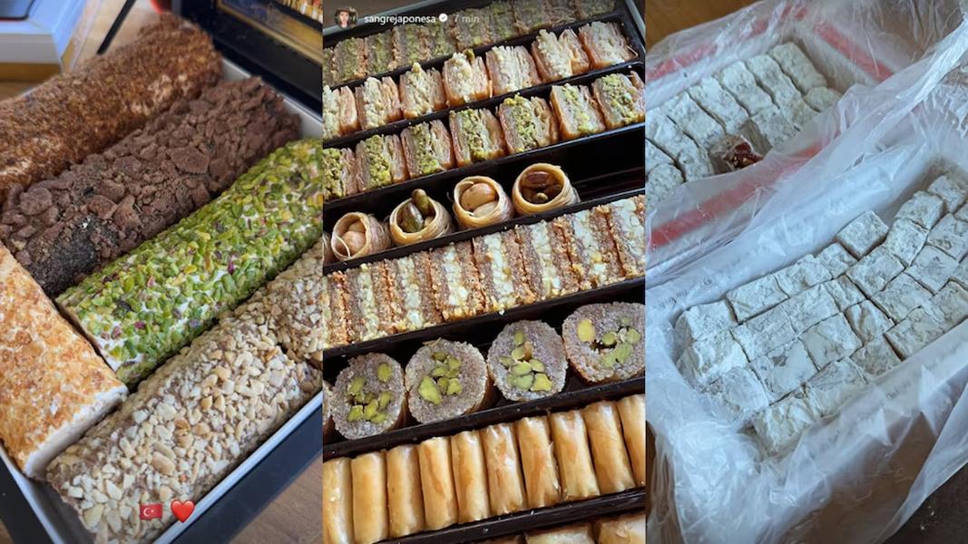 La actriz quedó fascinada por los postres y dulces turcos y se trajo a Buenos Aires una selección de baklavas y variedad de lokum.